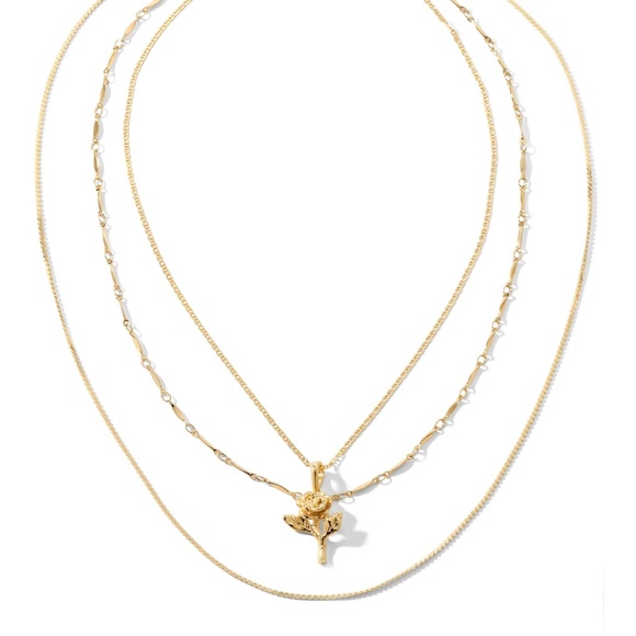 New Vanessa Mooney THE OLIVIA NECKLACE Triple layering stacking necklace set - Picture 3 of 3